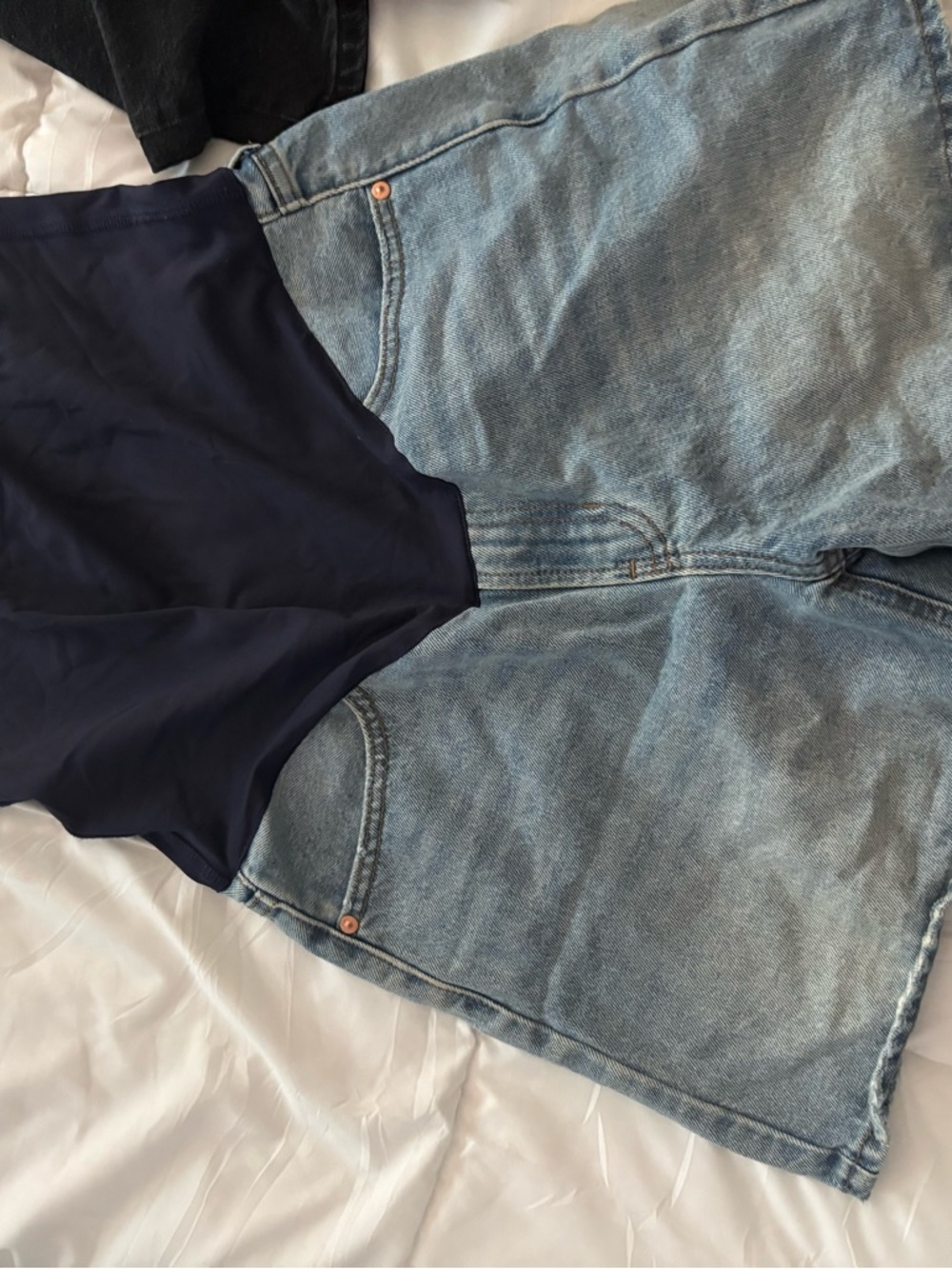Pinkblush Light Blue Denim mom shorts